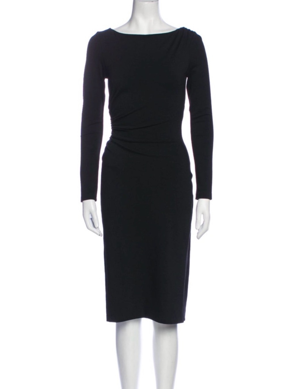 Diane Von Furstenberg Black Long-Sleeve Boatneck Sheath Dress